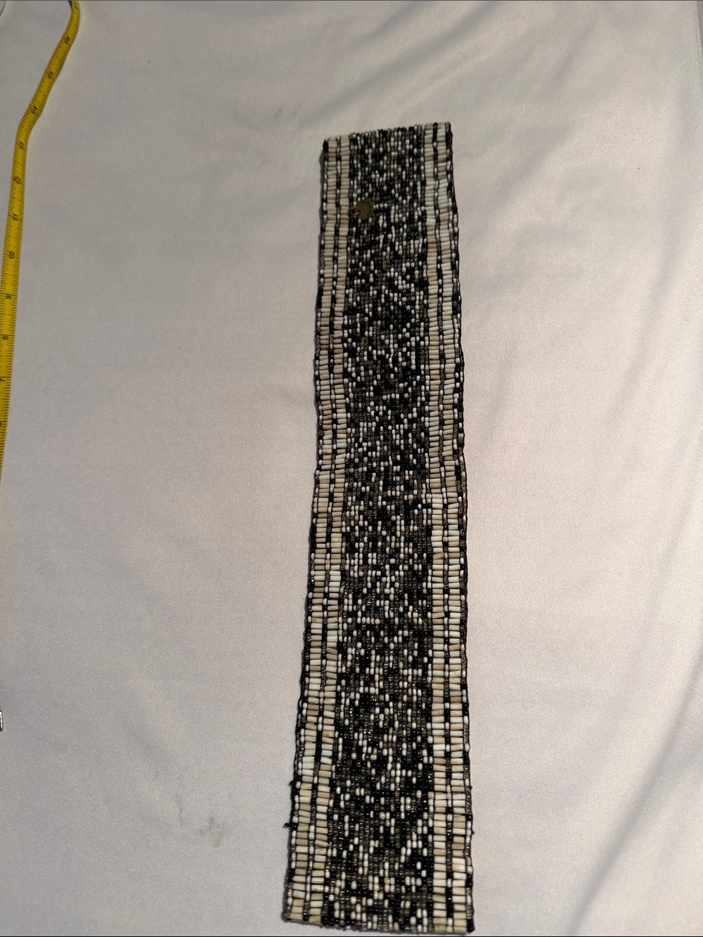 Black and White Beaded Stretch Belt - Women